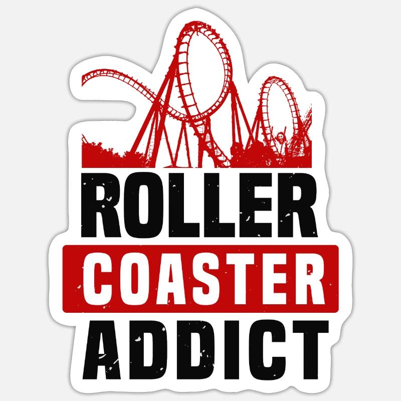 ROLLER COASTER ADDICT - Sticker size S (10 x 10 cm) - white matte
