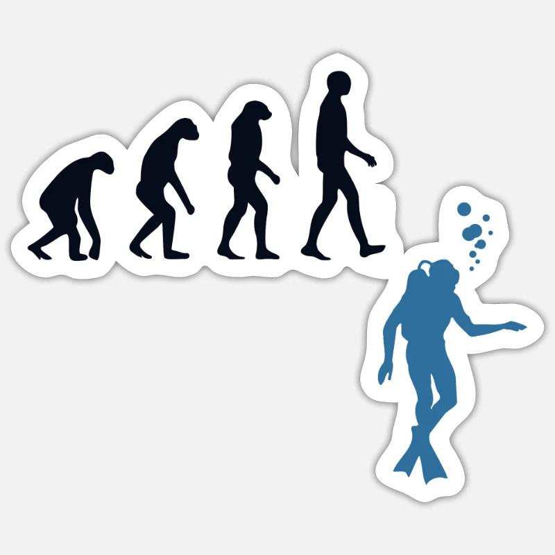 Scuba Diving Evolution Taucherflossen - Sticker Größe S (10 x 10 cm) - Mattweiß