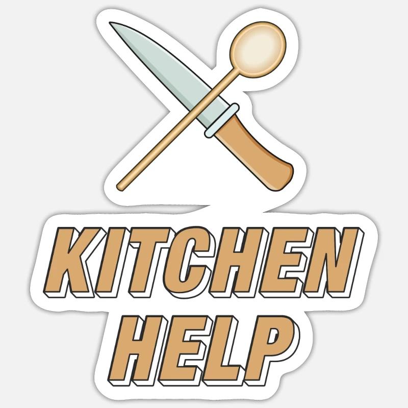KITCHEN HELP - Sticker size S (10 x 10 cm) - white matte