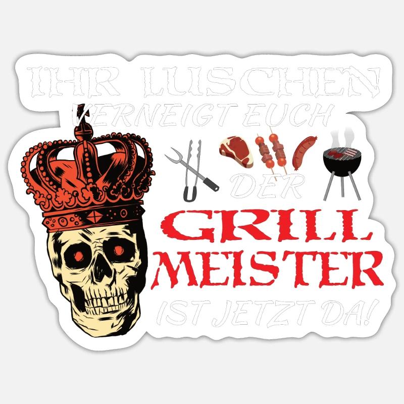 Grillen und Camper Geschenkidee - Sticker Größe S (10 x 10 cm) - Mattweiß