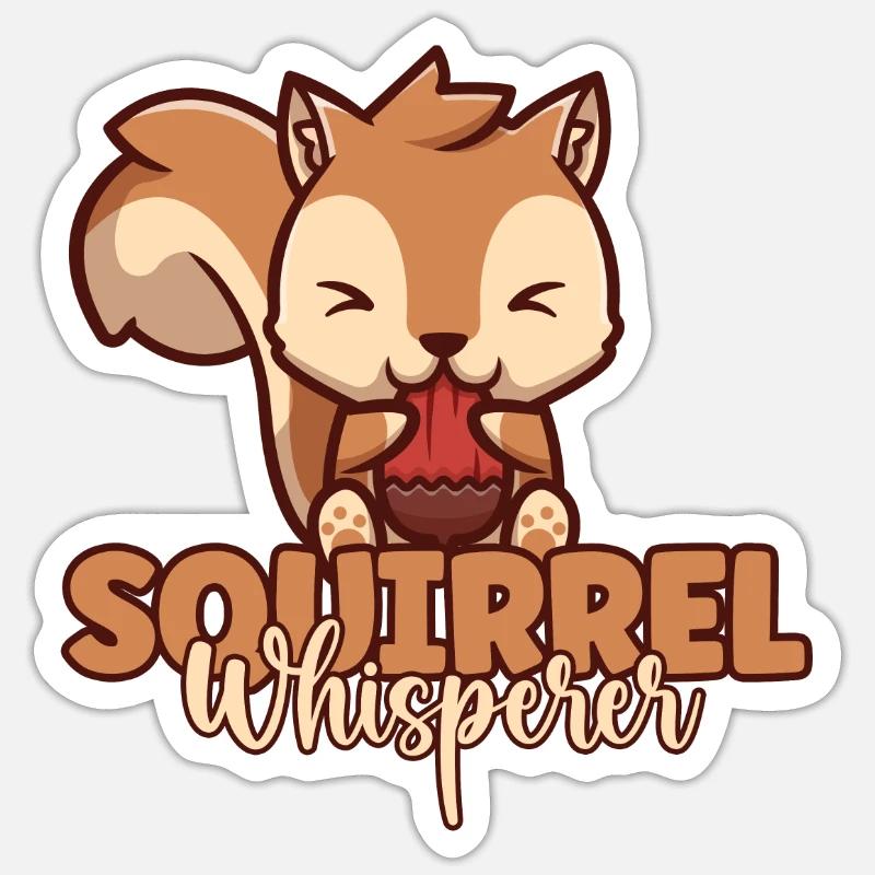 Süßer Eichhörnchenflüsterer isst Eichel lustig - Sticker Größe S (10 x 10 cm) - Mattweiß