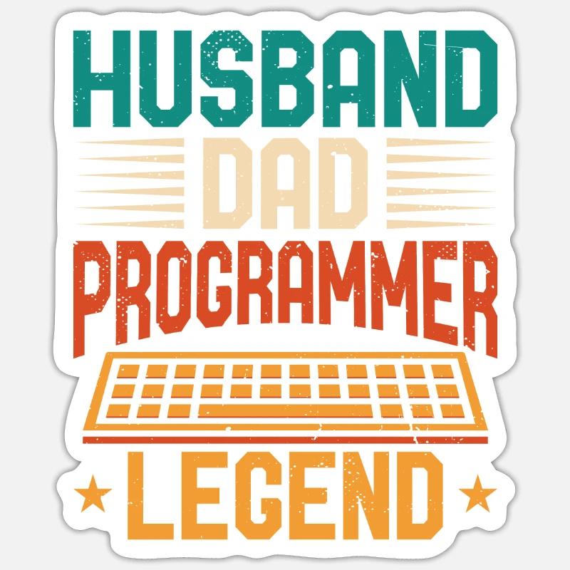 Husband Dad Programmer Legend Coder Programmierer Sticker Größe S (10 x 10 cm)