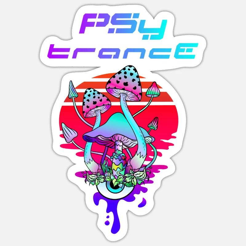 Psytrance Psychedelic Mushroom Sunset Sticker size S (10 x 10 cm)