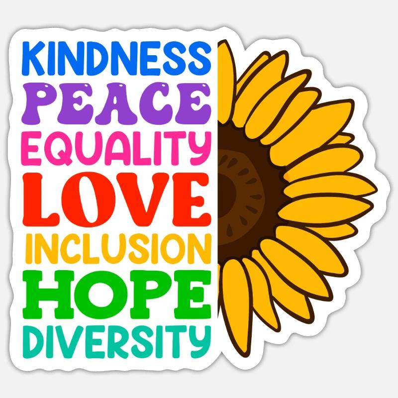 Inclusion Acceptation Gentillesse Solidarité - Sticker taille S (10 x 10 cm) - blanc mat