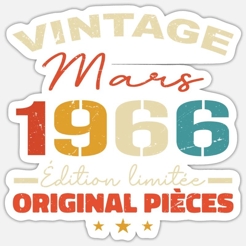 Mars 1966 anniversaire 1966 légendes Mars - Sticker taille S (10 x 10 cm) - blanc mat