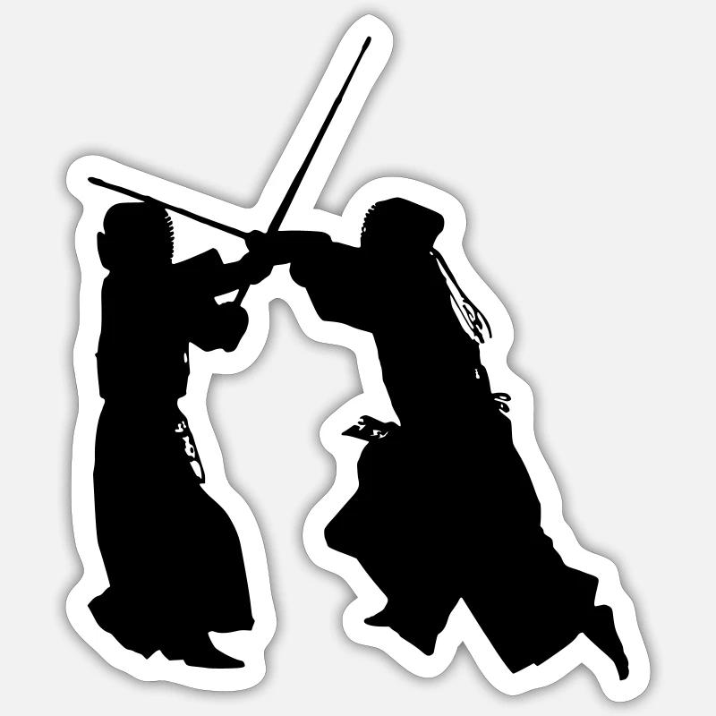Kendo: men-ari - Sticker taille S (10 x 10 cm) - blanc mat