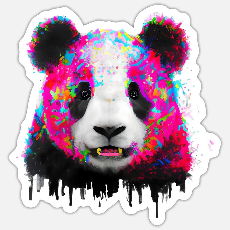 Farbexplosion Panda Bär Sticker Größe S (10 x 10 cm)