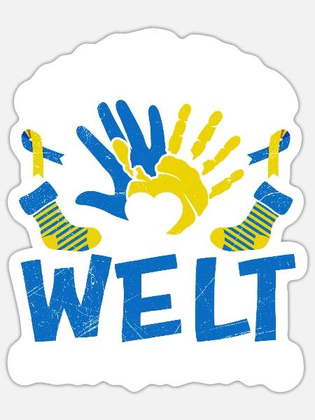 Stolzer Vater Awareness Welt Down Syndrom - Sticker Größe S (10 x 10 cm) - Mattweiß