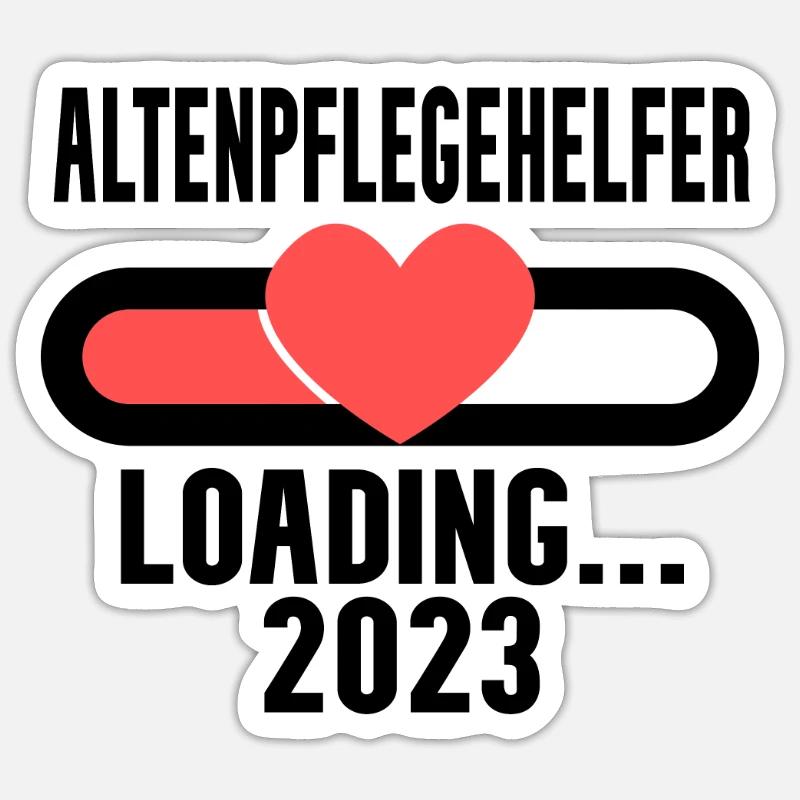 Altenpflegehelfer Beruf Loading 2023 - Sticker Größe S (10 x 10 cm) - Mattweiß