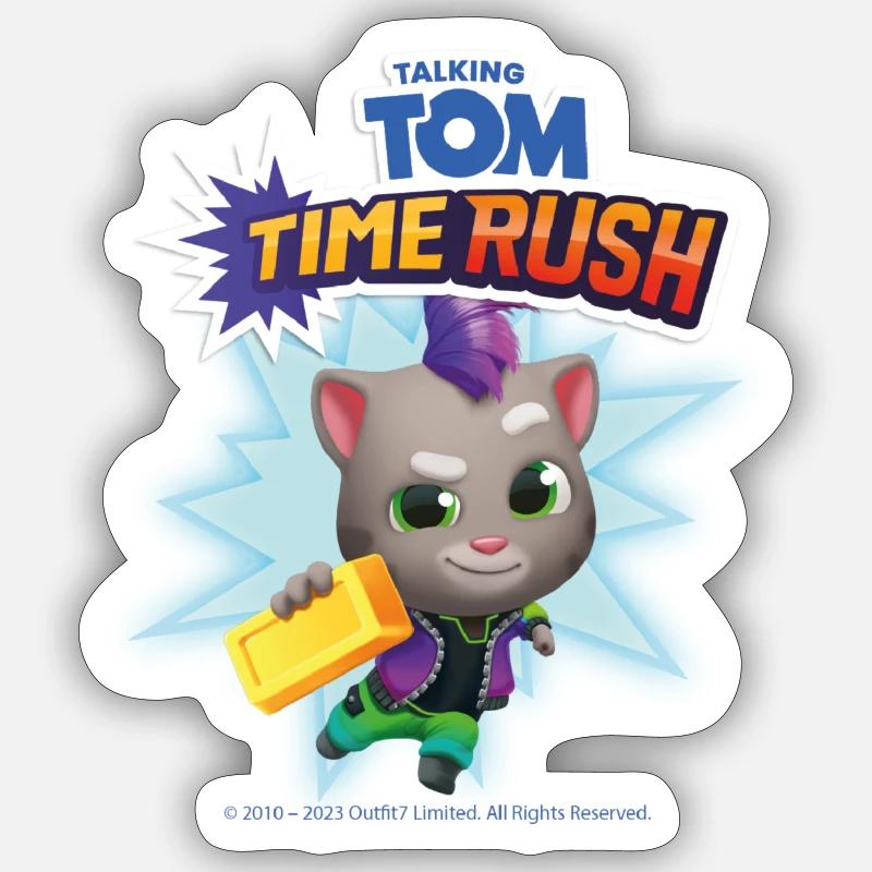 Talking Tom Time Rush Gioco Tom con lingotti d'oro - Sticker formato S (10 x 10 cm) - bianco opaco