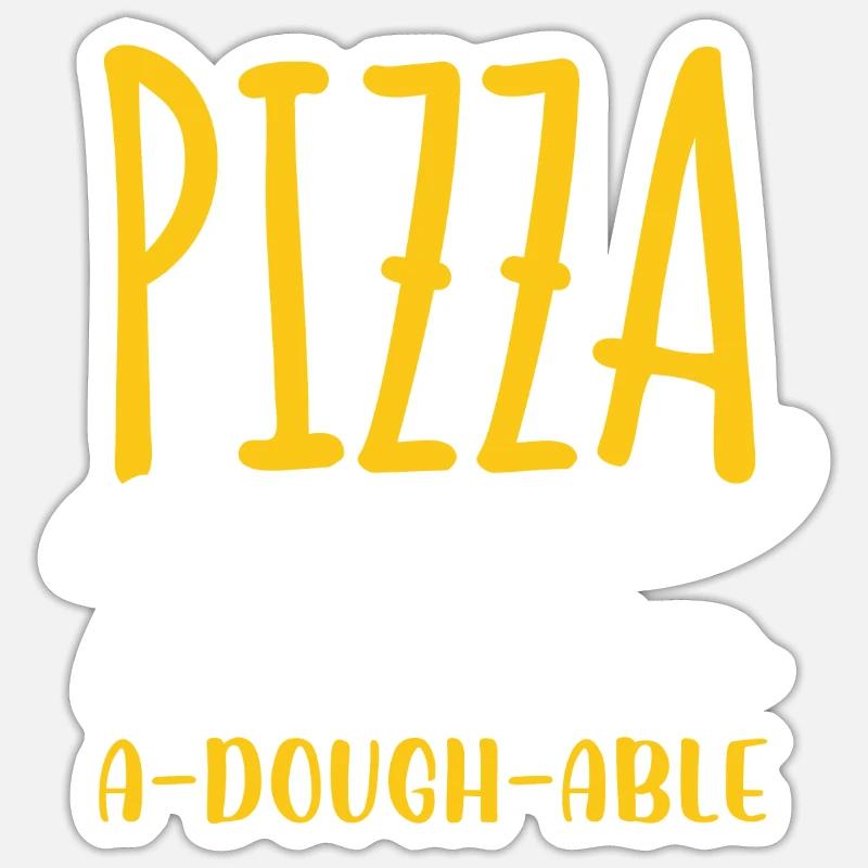pizza queen Dans un design vraiment adoughable - Sticker taille S (10 x 10 cm) - blanc mat