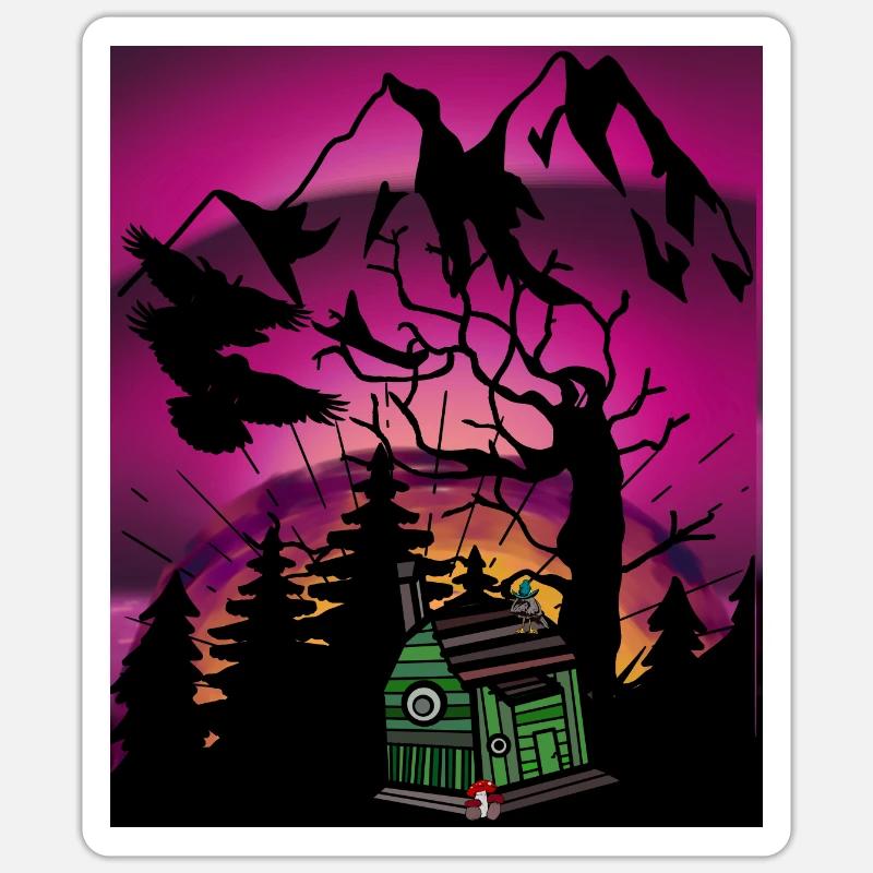 Horizont Waldbewohner Kinder Märchen Märchenfigur - Sticker Größe S (10 x 10 cm) - Mattweiß