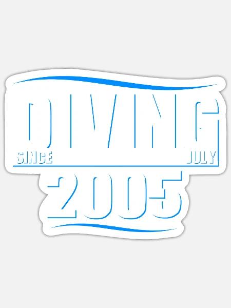 Taucher Geburtstag - Diving since July 2005 - Sticker Größe S (10 x 10 cm) - Mattweiß