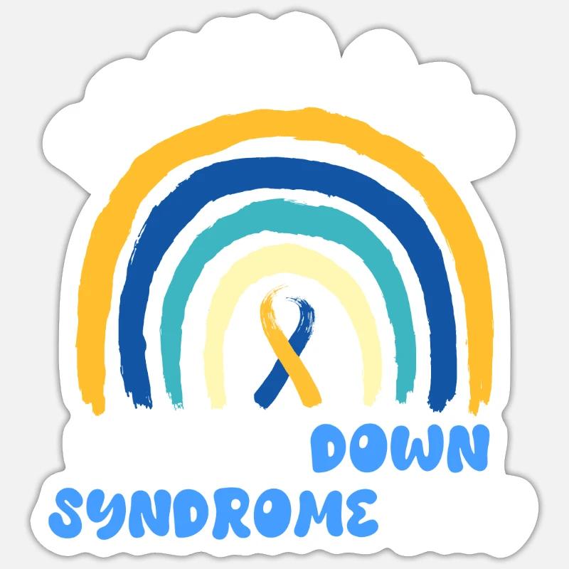 Down Syndrom Vater und Mutter mit Kind Sticker Größe S (10 x 10 cm)