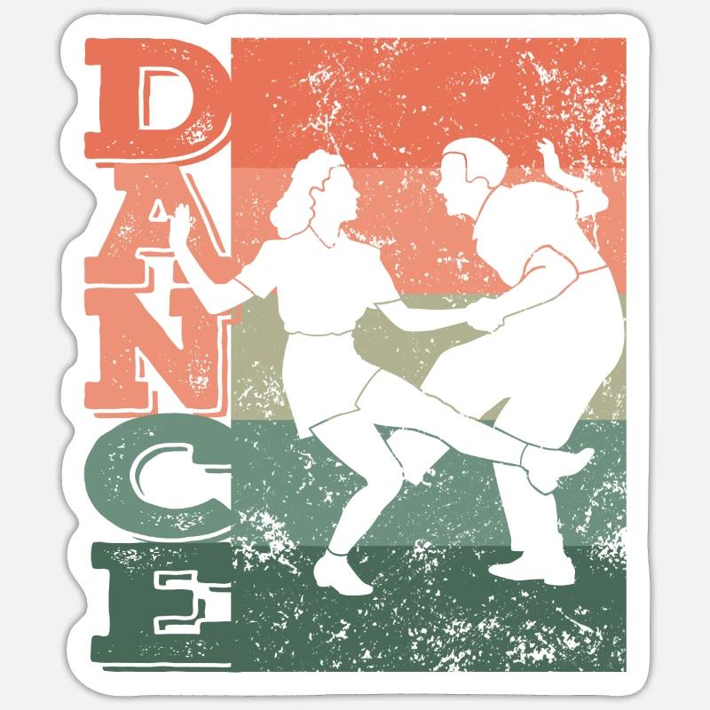 Boogie Woogie Dance Swing 60s Retro Dance Coppia - Sticker formato S (10 x 10 cm) - bianco opaco