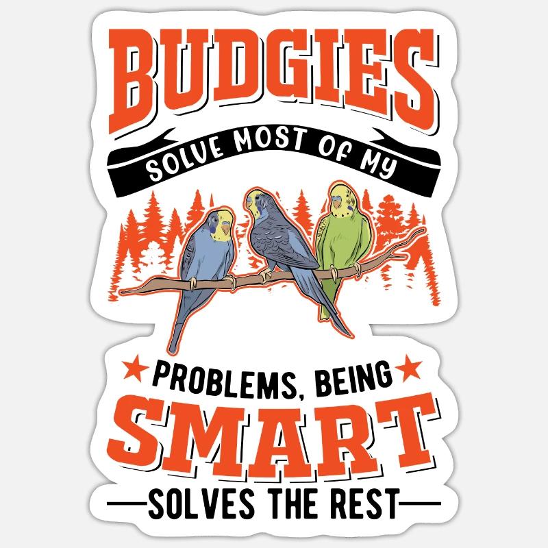 Budgerigar Cadeau Welli Perruche - Sticker taille S (10 x 10 cm) - blanc mat