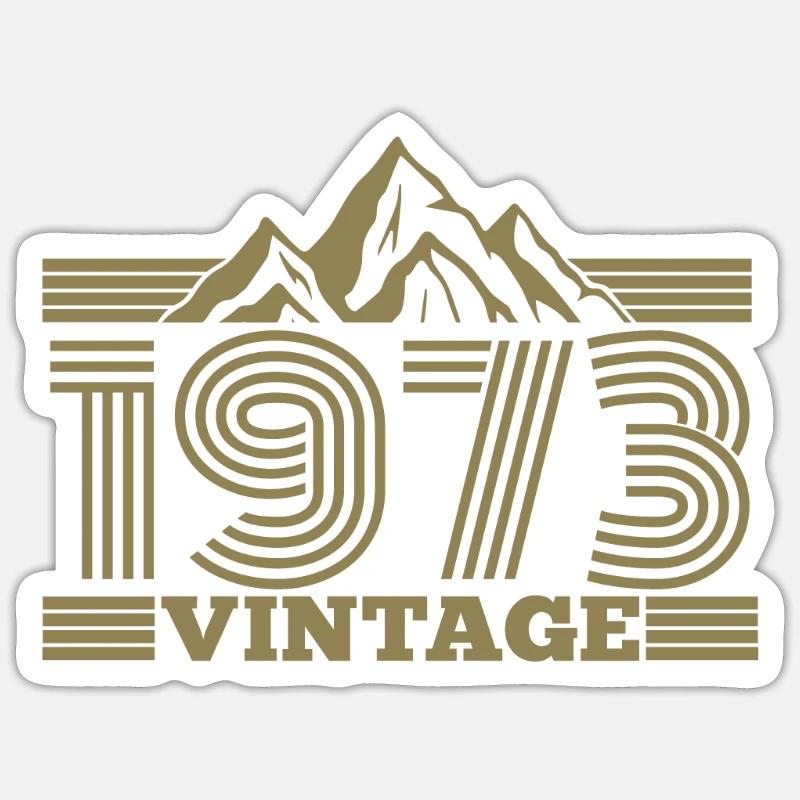 1973 Geburtstag Berge Wandern Klettern - Sticker Größe S (10 x 10 cm) - Mattweiß