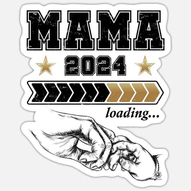 Mama Loading 2024 - Sticker Größe S (10 x 10 cm) - Mattweiß