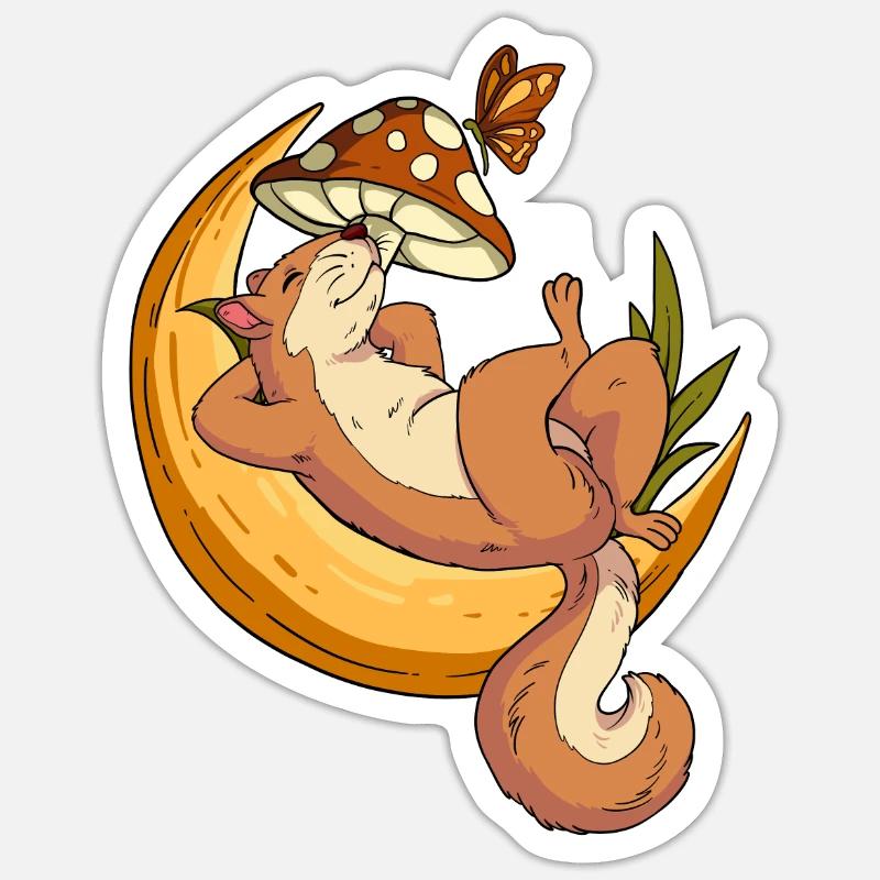 Cottagecore Eichhörnchen - Sticker Größe S (10 x 10 cm) - Mattweiß