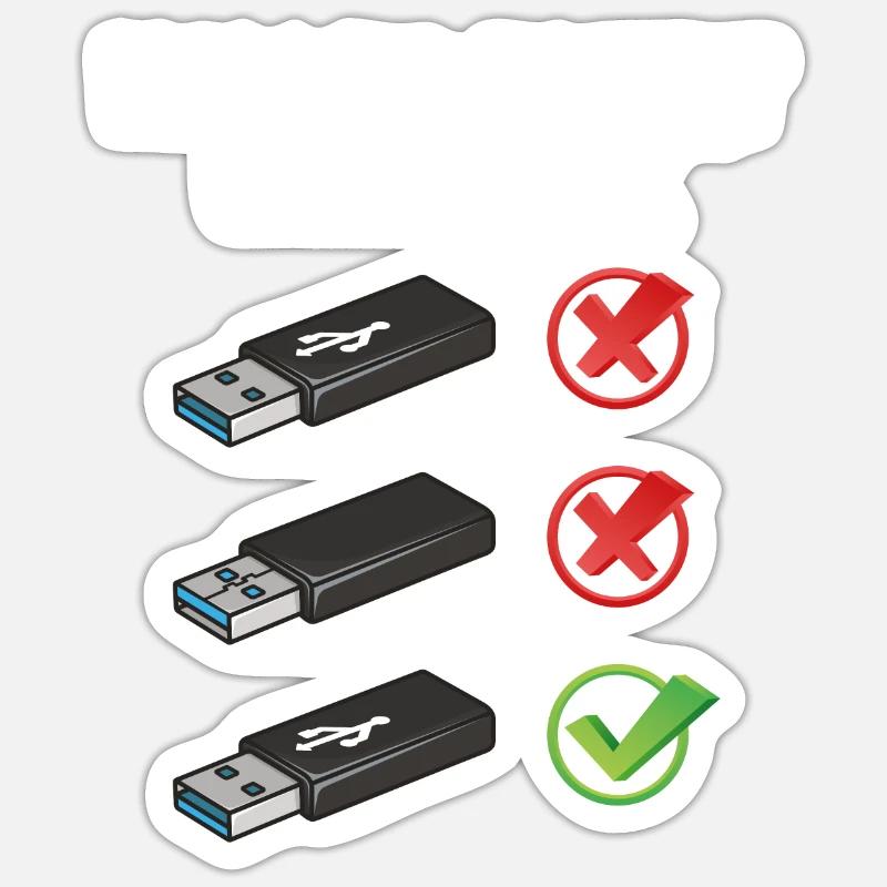 How To Insert USB Stick Funny Programmer Meme Sticker Größe S (10 x 10 cm)