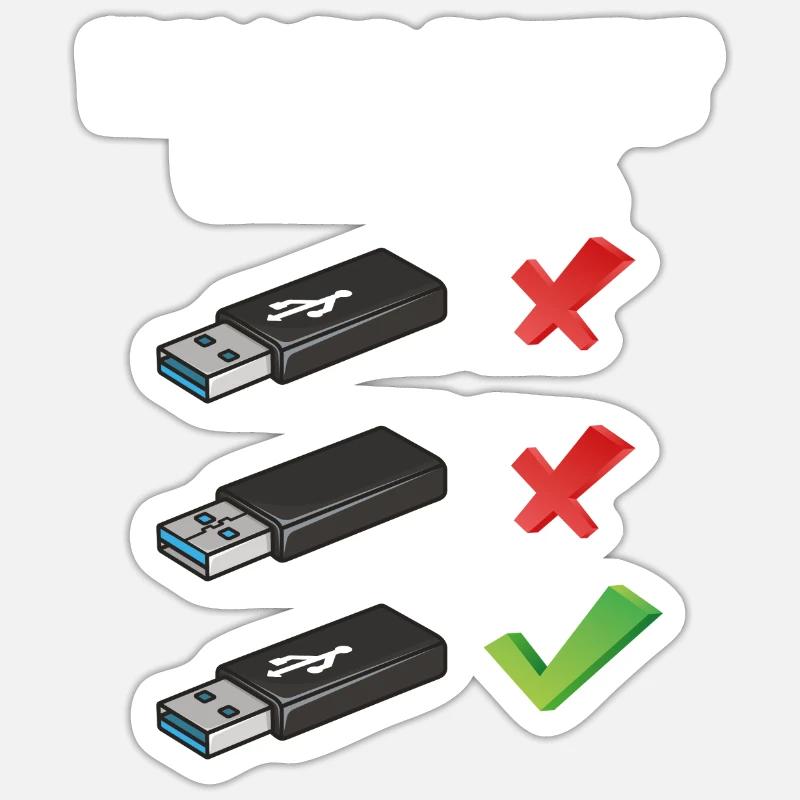 How To Insert USB Stick Funny Programmer Meme Sticker Größe S (10 x 10 cm)