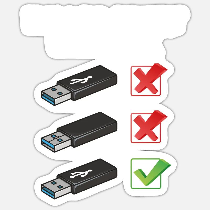 How To Insert USB Stick Funny Programmer Meme - Sticker Größe S (10 x 10 cm) - Mattweiß