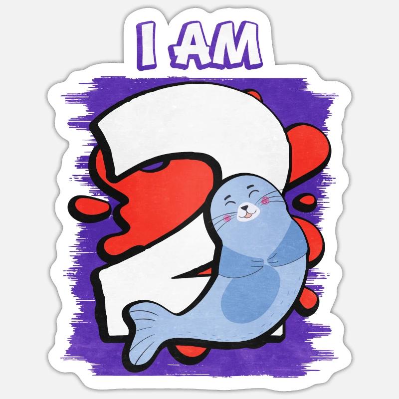 Ich Bin 2 Robbe - Sticker Größe S (10 x 10 cm) - Mattweiß