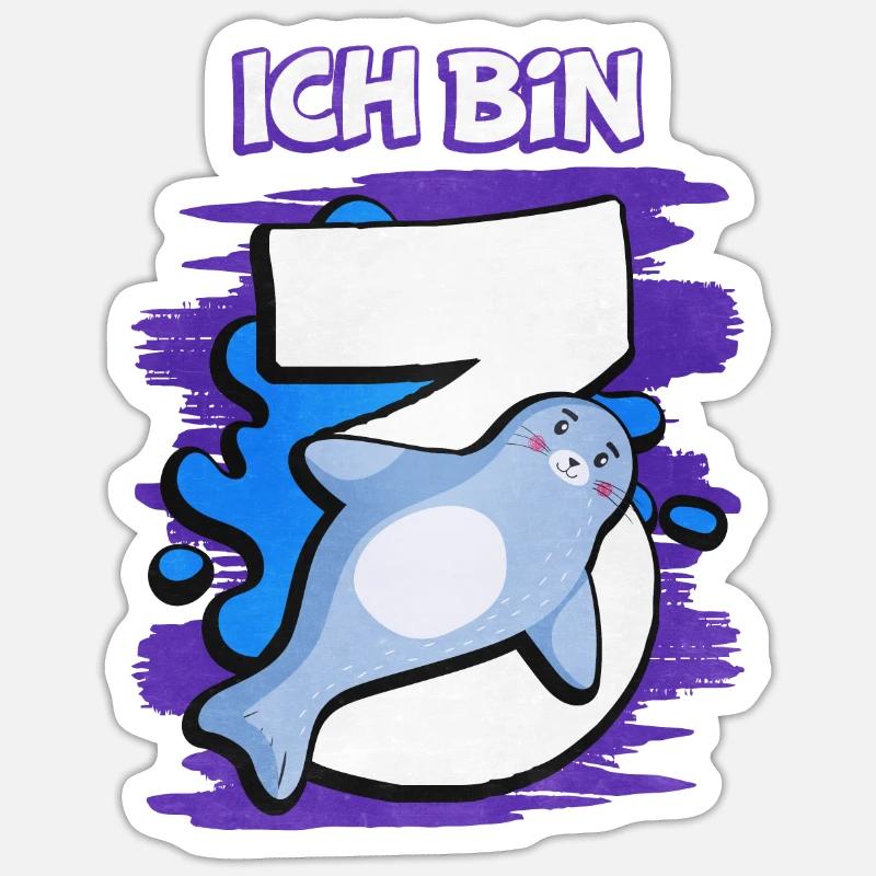 Ich Bin 3 Robbe Sticker Größe S (10 x 10 cm)