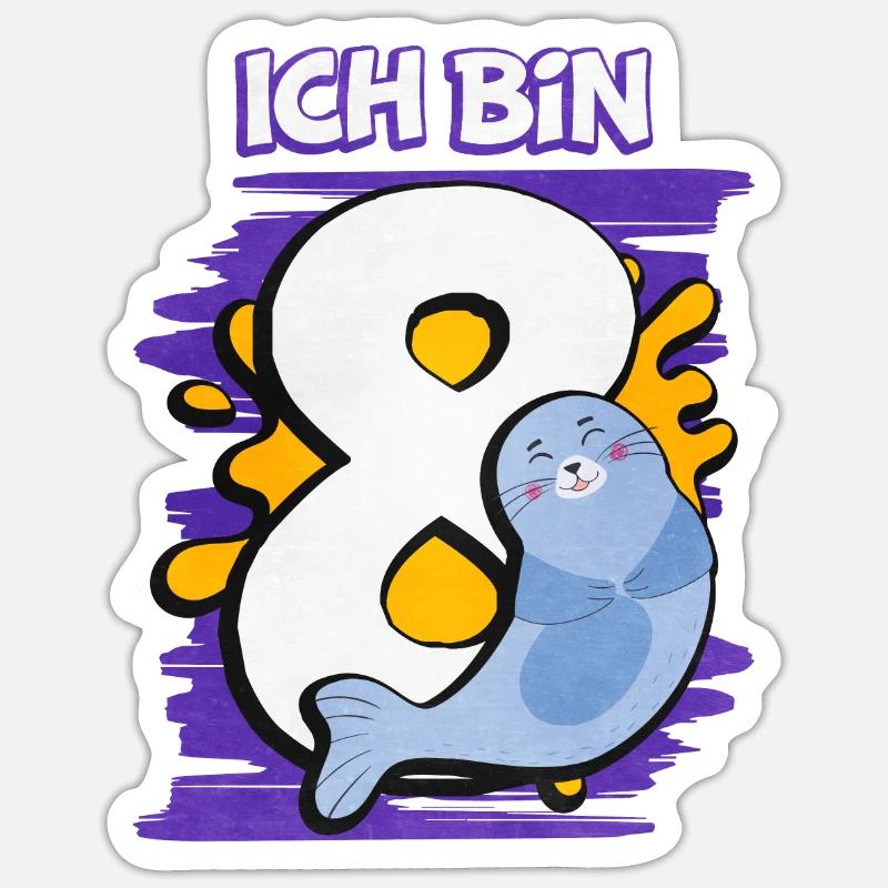 Ich Bin 8 Robbe Sticker Größe S (10 x 10 cm)