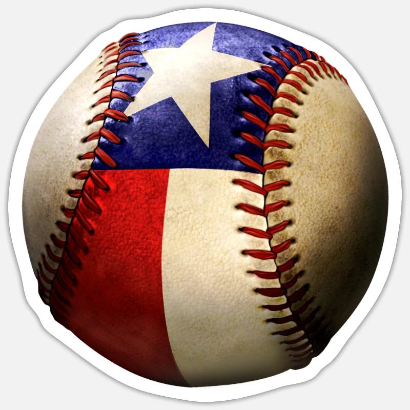Texas Baseball Lover Drapeau de l’État du Texas - Sticker taille S (10 x 10 cm) - blanc mat