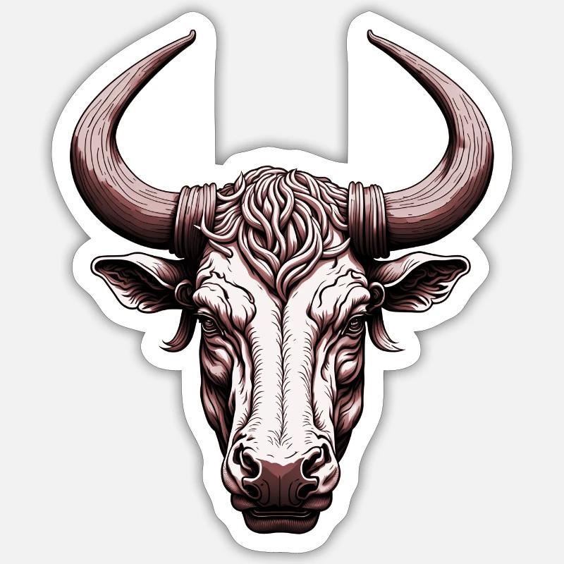 Taureau - Sticker taille S (10 x 10 cm) - blanc mat
