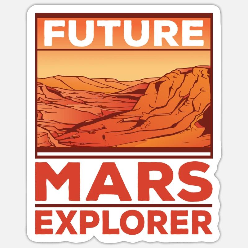 Future Mars Explorers Astronaut Planet Sticker taille S (10 x 10 cm)