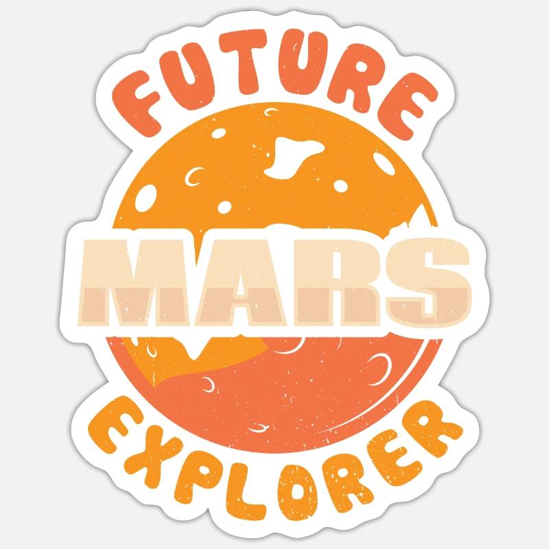 Future Mars Explorers Astronaut Planet Sticker taille S (10 x 10 cm)