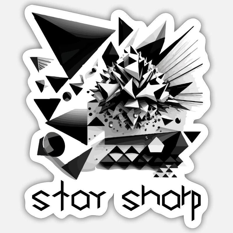 Design abstrait noir et blanc - Sticker taille S (10 x 10 cm) - blanc mat