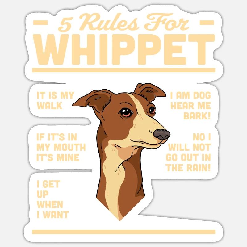 Whippet - Sticker taille S (10 x 10 cm) - blanc mat
