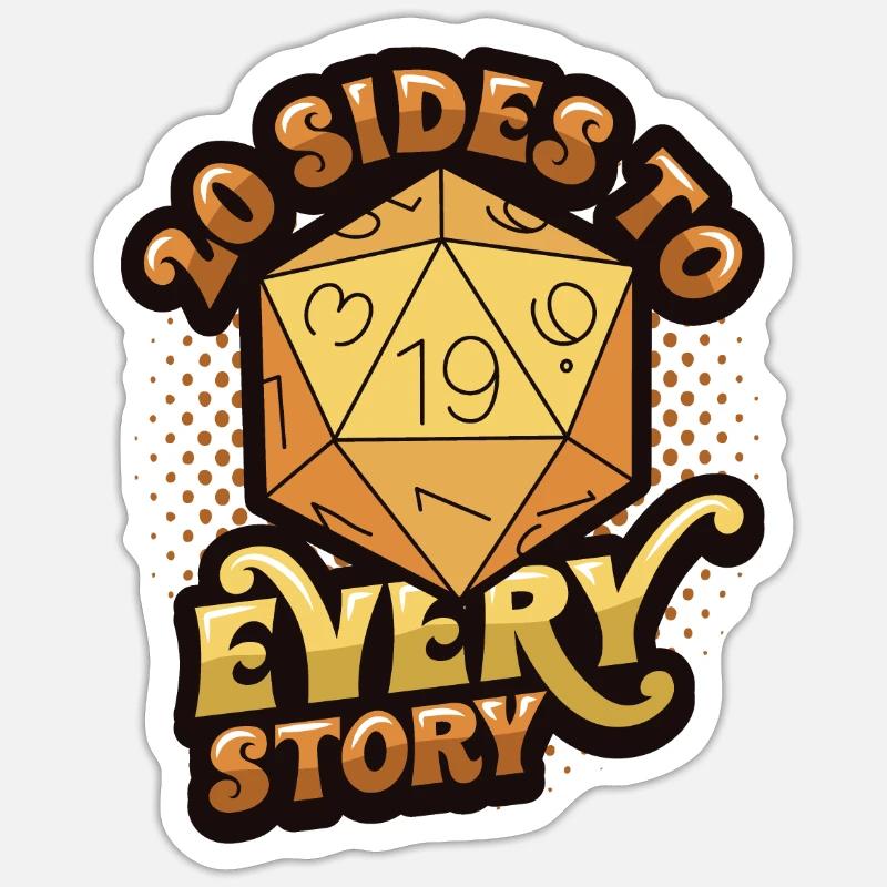 20 pages de chaque histoire D20 cube Sticker taille S (10 x 10 cm)