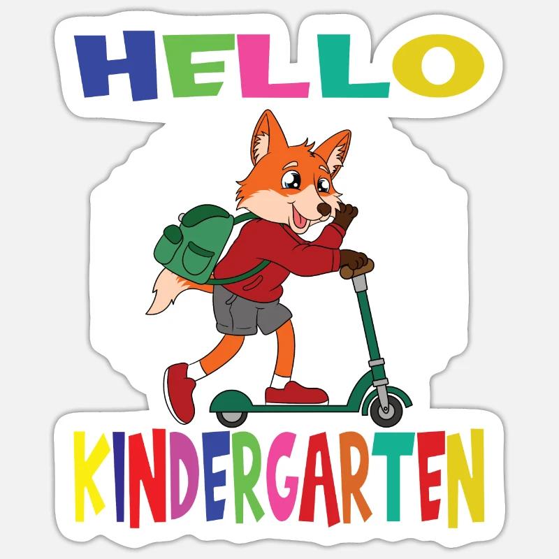 Hello Kindergarten Fox With Scooter Sticker size S (10 x 10 cm)