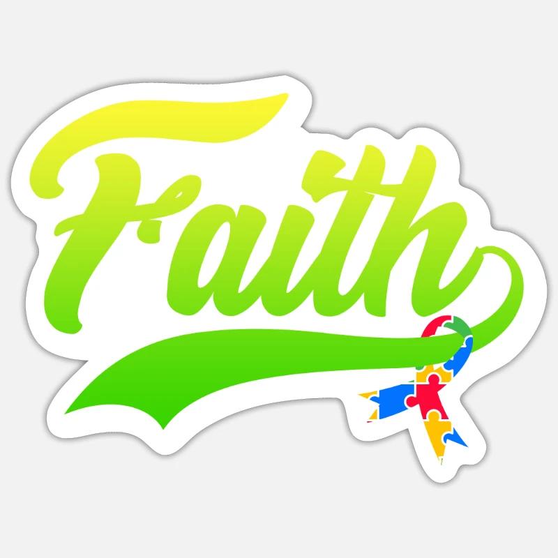 Autisme Foi Conscience Autistique - Sticker taille S (10 x 10 cm) - blanc mat