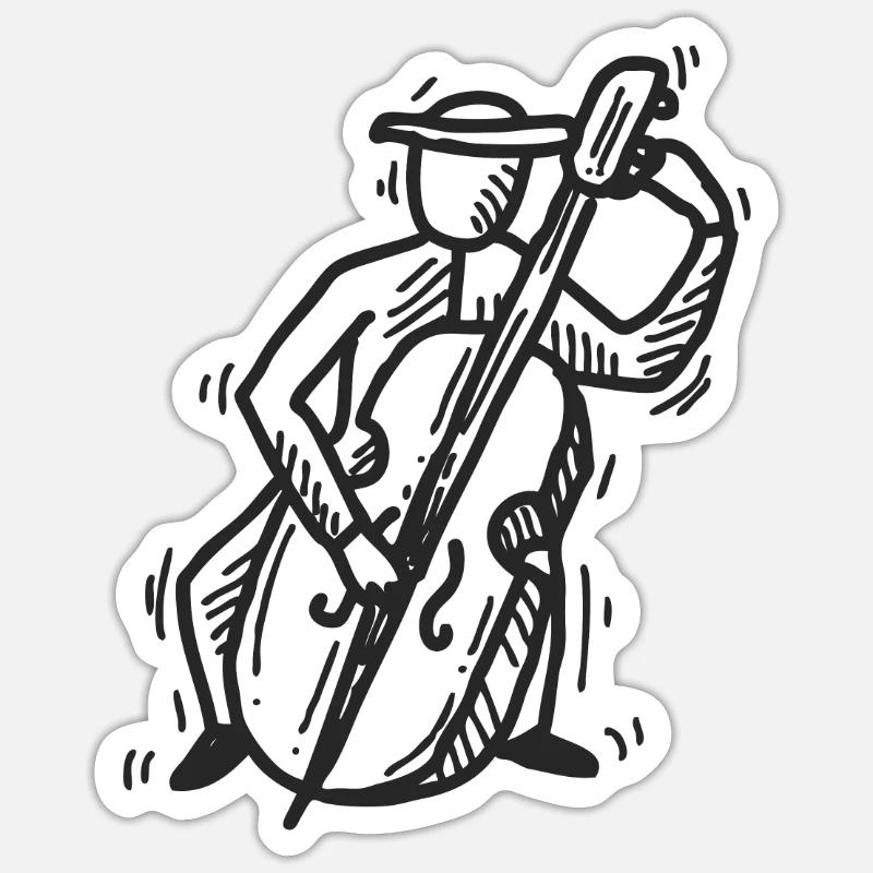 Cello - Cellist - Sticker Größe S (10 x 10 cm) - Mattweiß