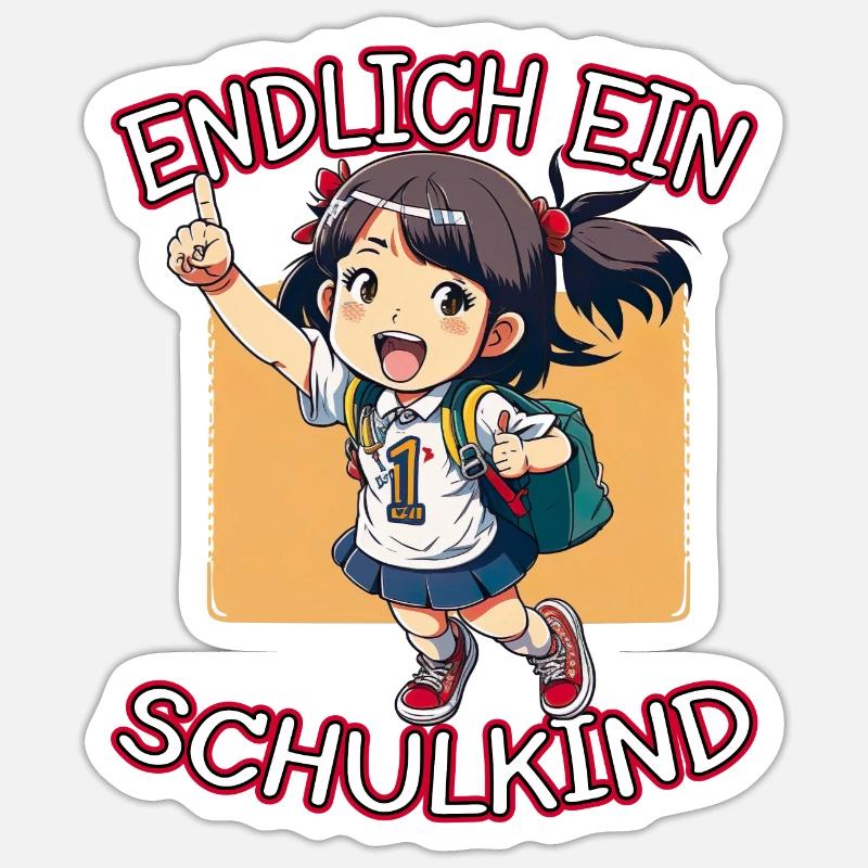 Endlich ein Schulkind Anime Mädchen Sticker Größe S (10 x 10 cm)