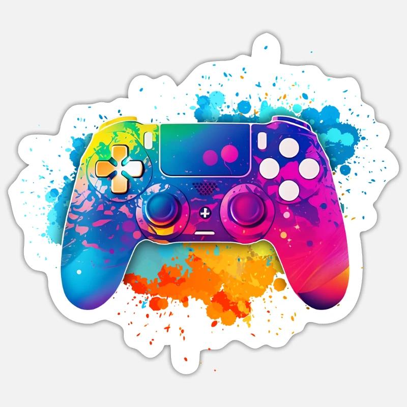 Bunter Premium Gaming Controller Splash Art Sticker Größe S (10 x 10 cm)
