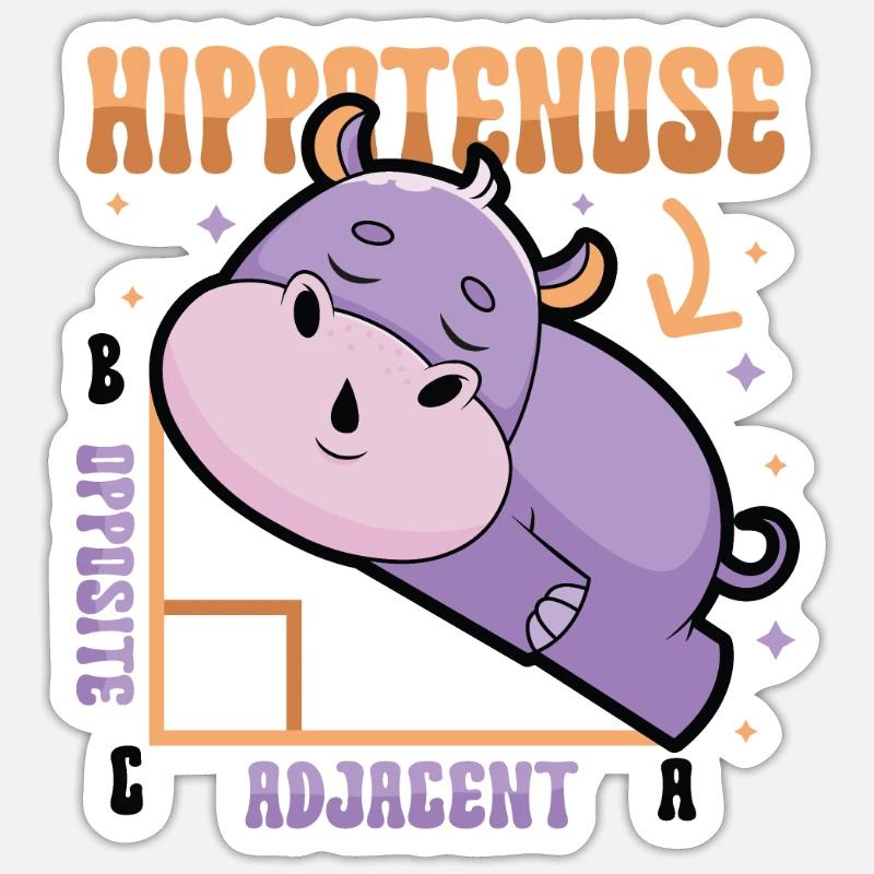 Hippotenuse, en face, adjacente - Sticker taille S (10 x 10 cm) - blanc mat