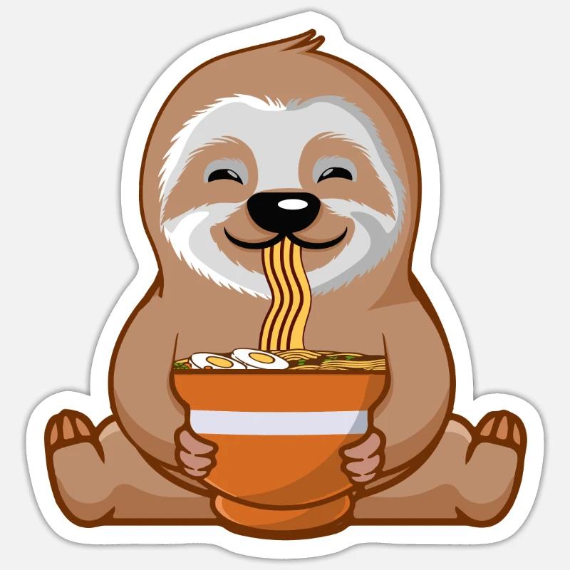 Ramen Eater Sloth Whisperer - Sticker taille S (10 x 10 cm) - blanc mat