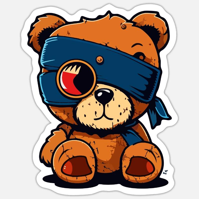 Cache-œil mignon ours - Sticker taille S (10 x 10 cm) - blanc mat