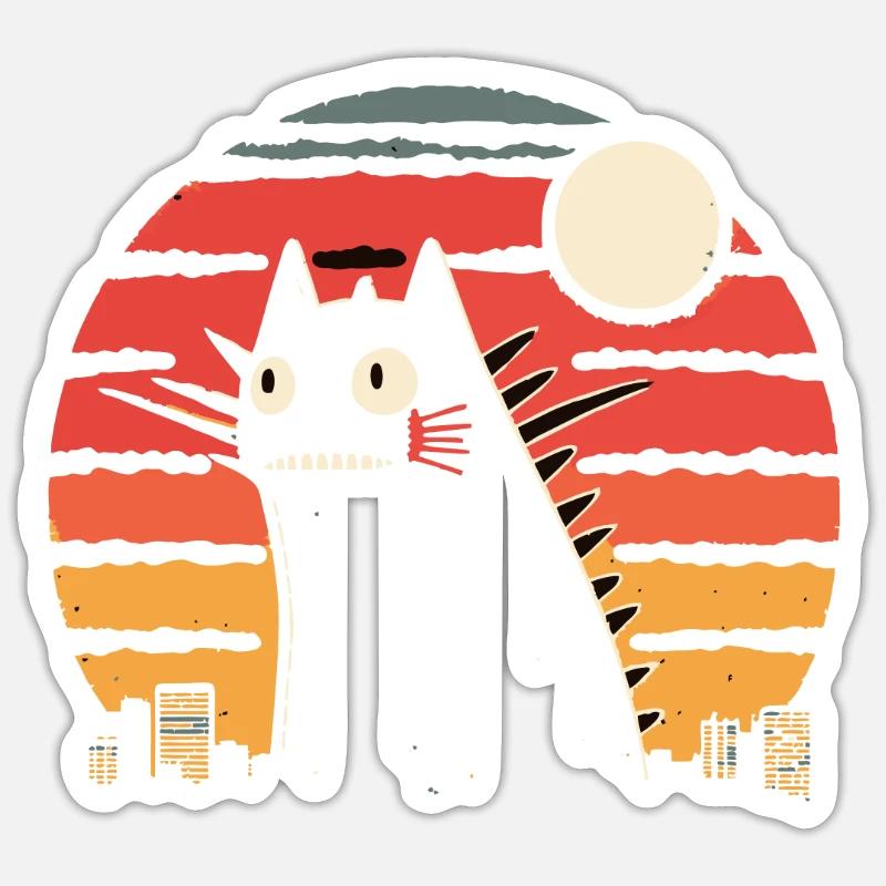 Chat monstre géant chat - Sticker taille S (10 x 10 cm) - blanc mat