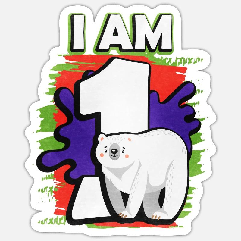 Ich Bin 1 Eisbär - Sticker Größe S (10 x 10 cm) - Mattweiß