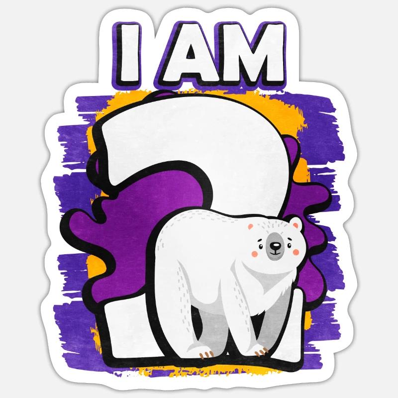 Ich Bin 2 Eisbär - Sticker Größe S (10 x 10 cm) - Mattweiß