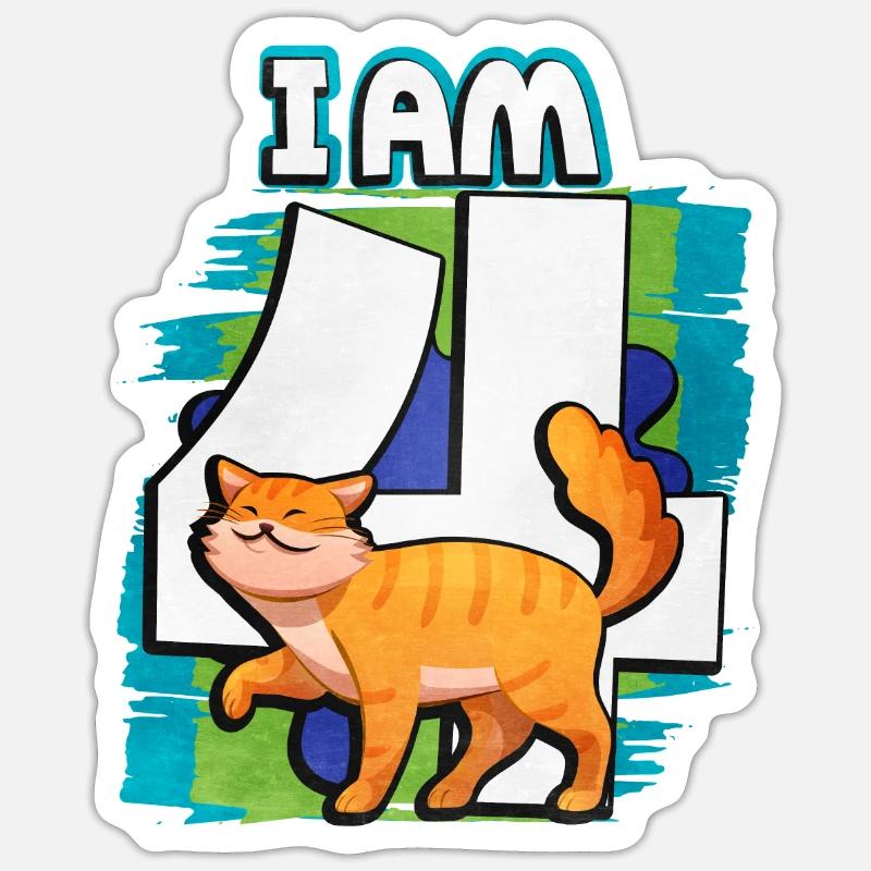 Ich Bin 4 Katze - Sticker Größe S (10 x 10 cm) - Mattweiß