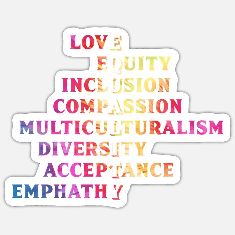 Inclusion, acceptation, handicap, solidarité - Sticker taille S (10 x 10 cm) - blanc mat