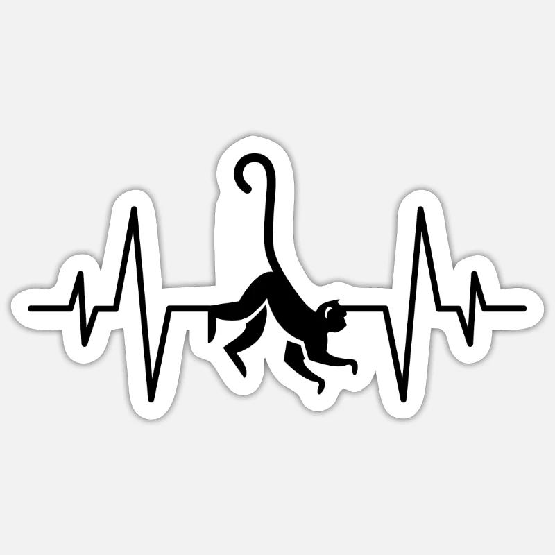 Monkey monkey heartbeat - Sticker size S (10 x 10 cm) - white matte